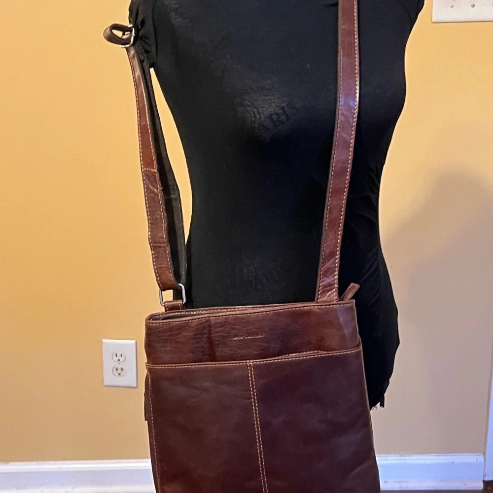 JACK  GEORGES  hand~stained Buffalo leather unisex messenger Bag